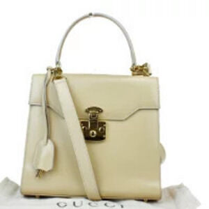 Gucci Handbag Shoulder Ivory White Leather